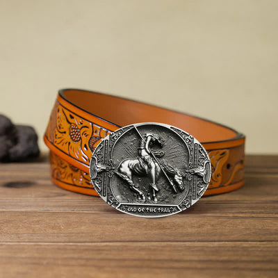 Men's DIY Rodeo Knight With Spear Buckle Leather Belt