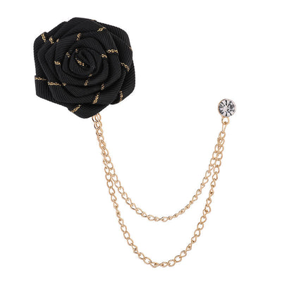 Men's Charming Floral Rose Chain Brooch