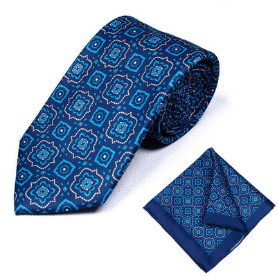 2Pcs Men's Timeless Medallion Prints Necktie Set