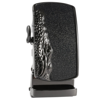 Men's DIY Black Crocodile Head Automatic Buckle Leather Belt