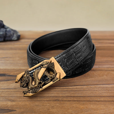 Men's DIY Letter Z Dragon Automatic Buckle Leather Belt