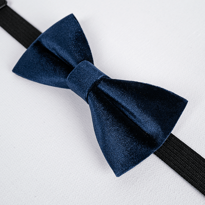 Men's Navy Blue Solid Color Velvet Bow Tie