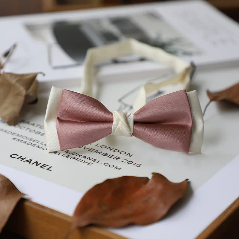 Men's Macaron Color & White Double-layer Bow Tie