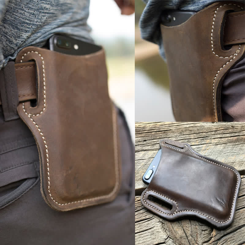 Mobile Phone Holster Leather Loop Case Belt Bag