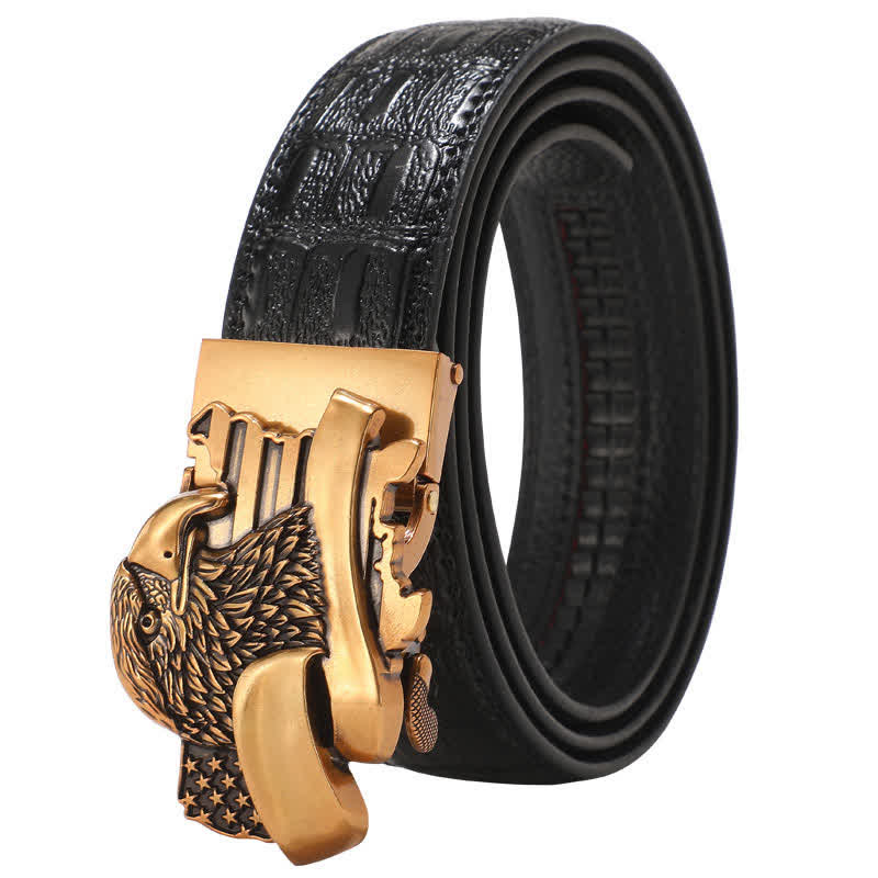 Men's DIY Eagle Flag Automatic Buckle Leather Belt