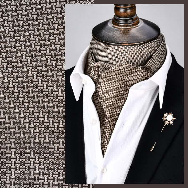 Tan Modern Grandeur Ascot Geometry Cravat