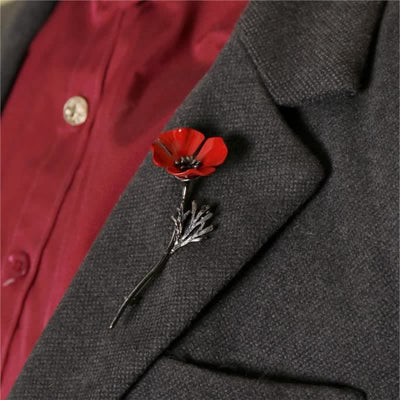 Women's Classy Red Poppy Flower Brooch