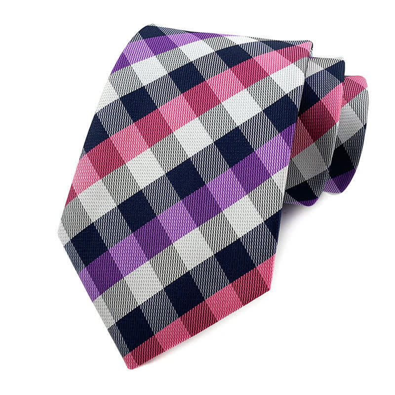 Men's Skinny Tuxedo Suit Plaid Necktie