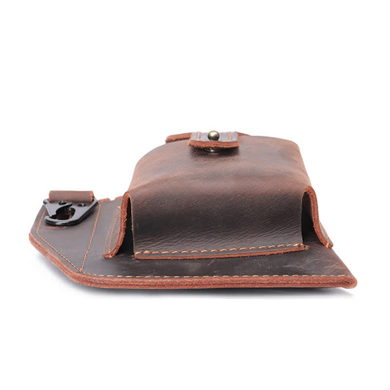 Minimalist Phone Crazy Horse Leather Belt Bag