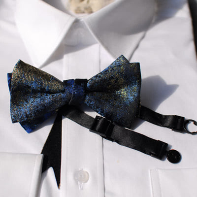 Men's Retro Royal Navy Blue & Black Bow Tie