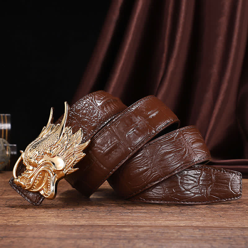 Men's Dragon Crocodile Pattern Leather Belt