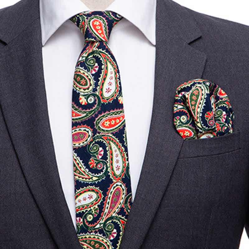 2Pcs Men's Exotic Paisley Necktie Set