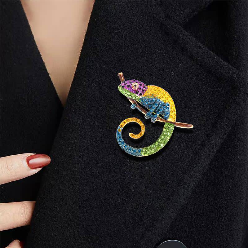 Women's Colorful Chameleon Lizard Brooch