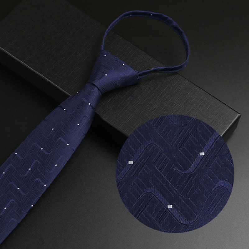 Men's Navy Blue Zipper Tie Formal Necktie