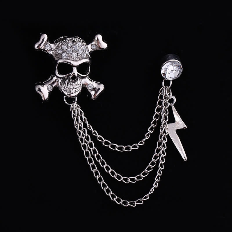 Men's Gothic Skull Lightning Chain Brooch