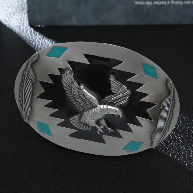 Men's DIY Western Flying Eagle Buckle Leather Belt