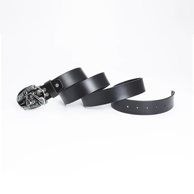 Men's Skeleton Motorcyclist Skull Leather Belt