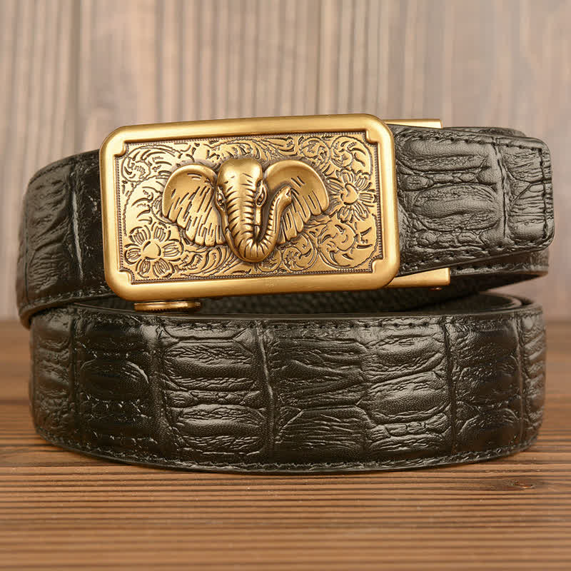 Men's Punk Elephant Alligator Pattern Leather Belt