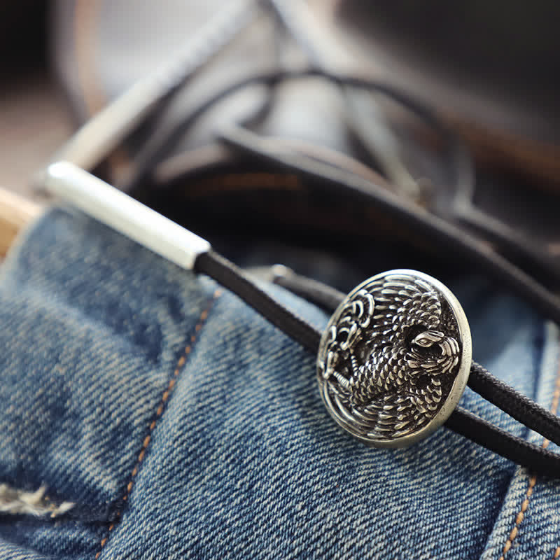 Carving Eagle Pattern Round Pendant Bolo Tie