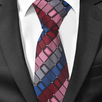 Men's Colorful Patch Square Checkered Necktie