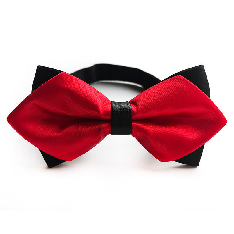 Men's Red Double-layer Pointy Bow Tie