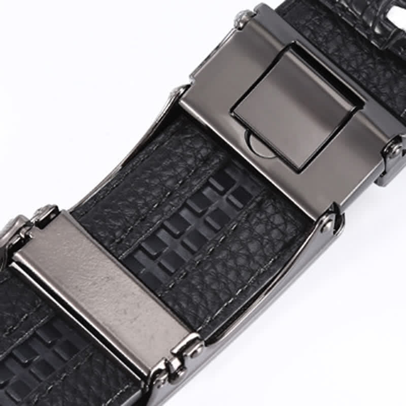 Men's Crocodile Reliefs Buckle Leather Ratchet Belt