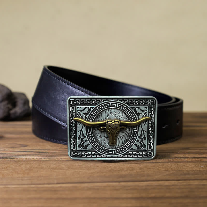 Men's DIY  Weatern Buckle Leather Belt