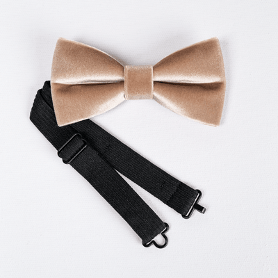 Men's Champagne Solid Color Velvet Bow Tie