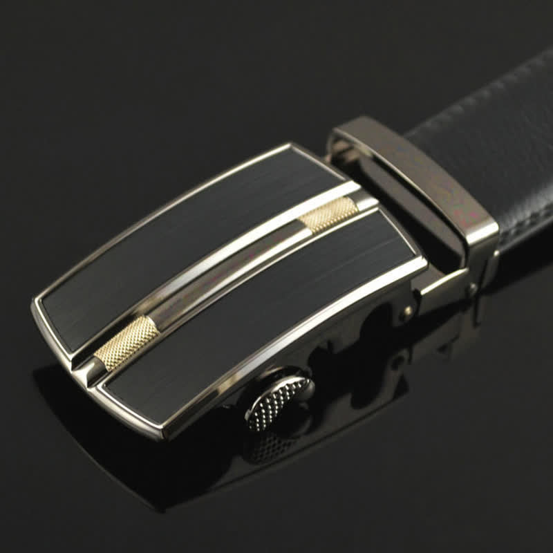 Men's Simple Hollow Automatic Buckle Leather Belt