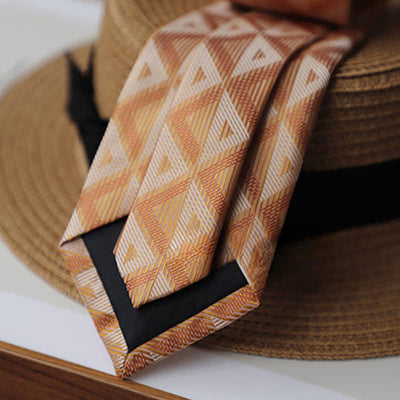 Men's Orange & White Triangle Exotic Mystery Necktie