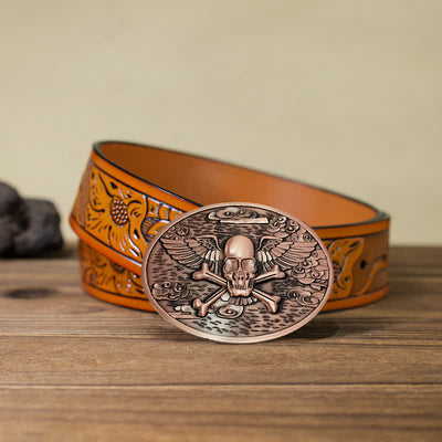 Men's DIY Skull Angel Creative Beer Holder Buckle Leather Belt