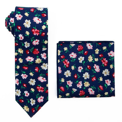 2Pcs Men's Bohemian Style Floral Necktie Set