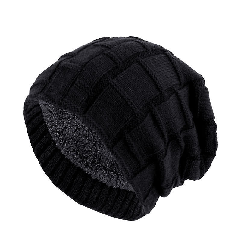 Warm Fur Lined Beanie Knitted Hat