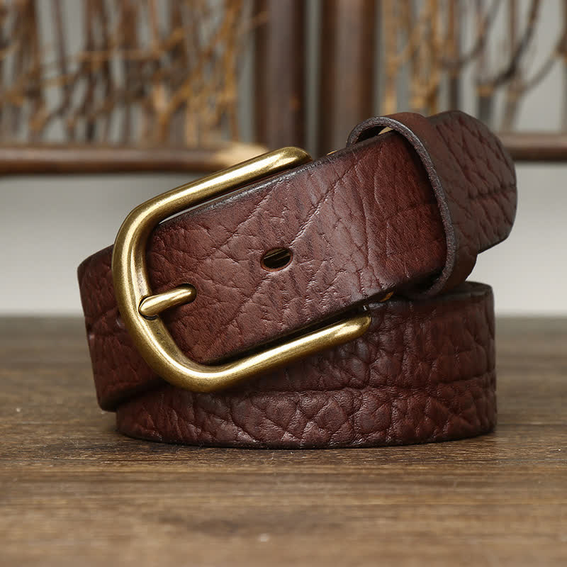 Men's Embossed Bison Skin Pattern Leather Belt