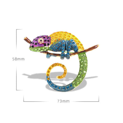 Women's Colorful Chameleon Lizard Brooch