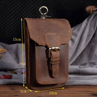 Travel Waist Hanging Pack Hook Leather Belt Bag