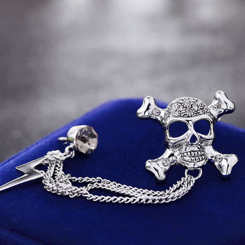 Men's Gothic Skull Lightning Chain Brooch