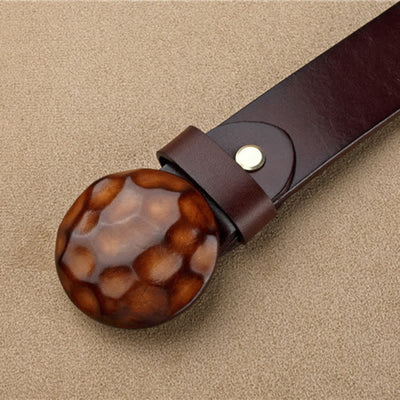 Men's Unique Design 3D Round Buckle Leather Belt