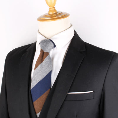 Men's British Soft Wool-like Striped Necktie