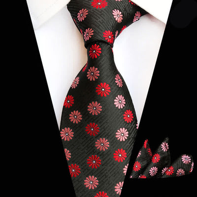 2Pcs Men's Daisies Floral Necktie Set