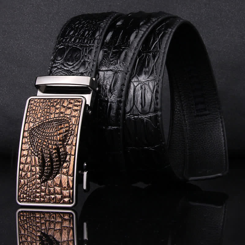 Men's Alligator Claw Crocodile Print Automatic Leather Belt