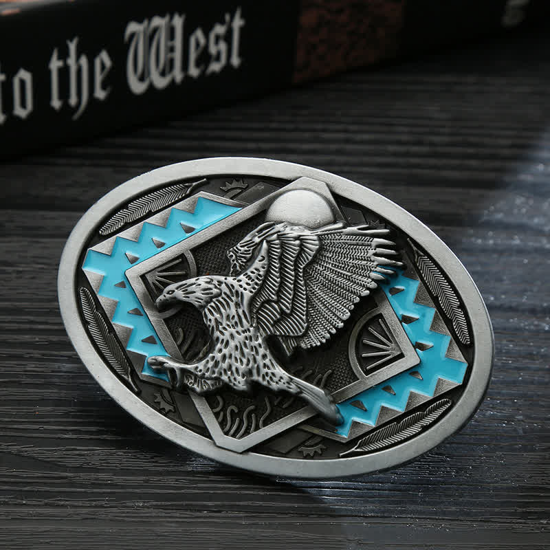 Men's DIY Enamel Landing Eagle Buckle Leather Belt