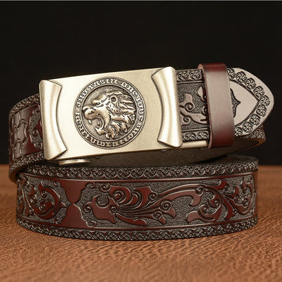 Men's Punk Lion Head Leather Belt