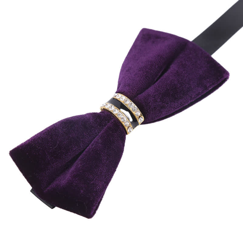 Men's Luxury Crystal Velvet Plain Bow Tie