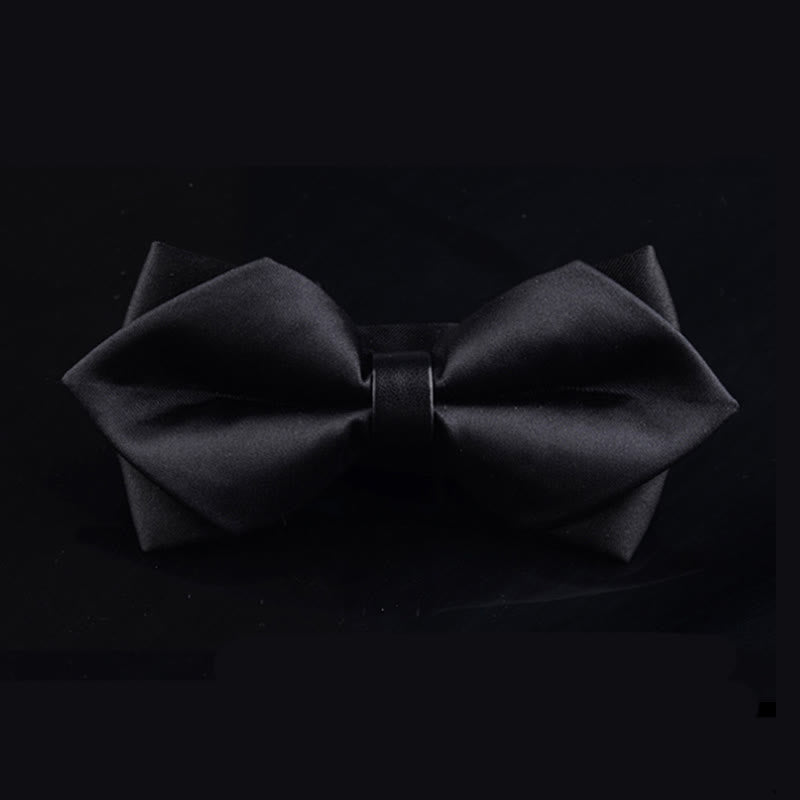 Men's Pure Black Double-layer Pointy Bow Tie