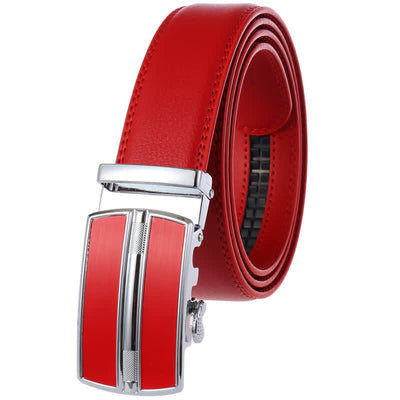 Men's Simple Hollow Automatic Buckle Leather Belt