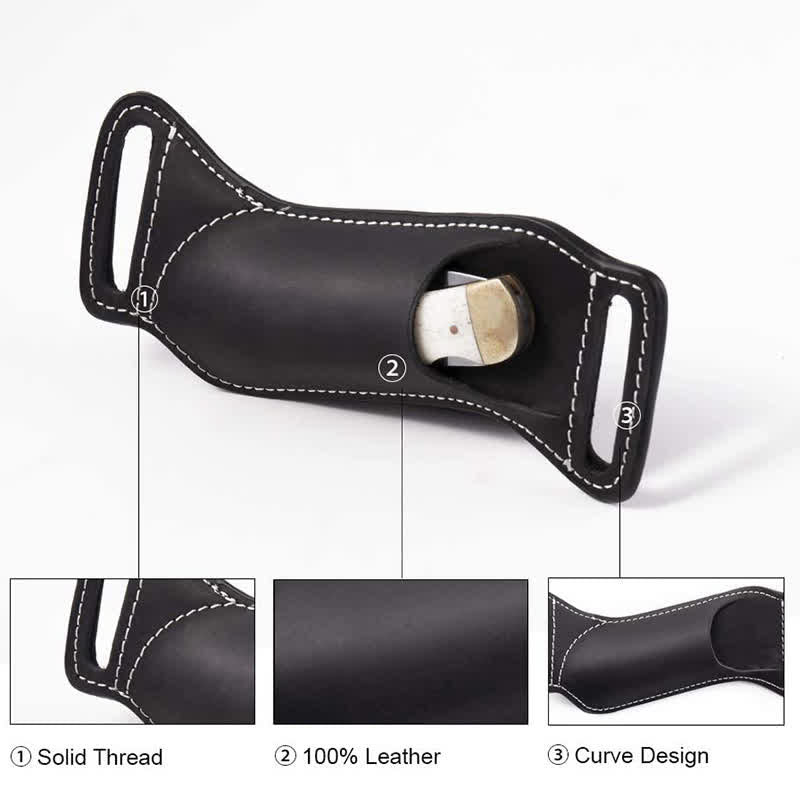 Curve Folding Knife Carrier Leather Sheath Belt Bag