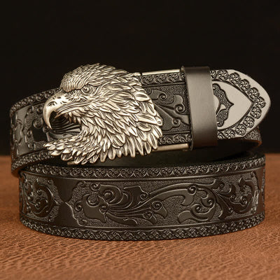 Men's Three-dimensional Eagle Head Leather Belt