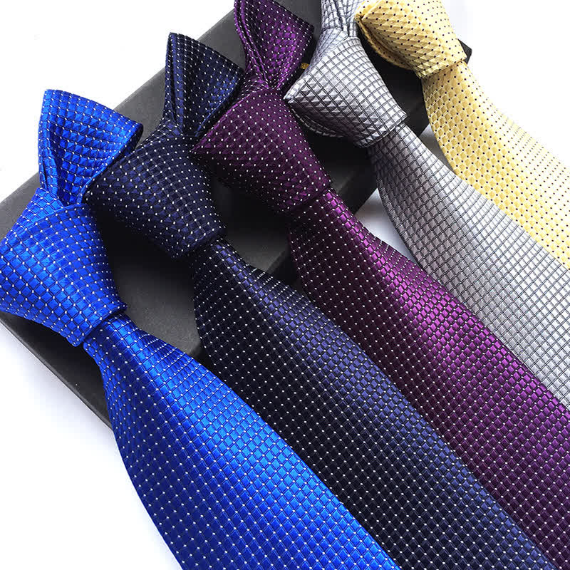 Men's Solid Color Subtle Checked Office Necktie