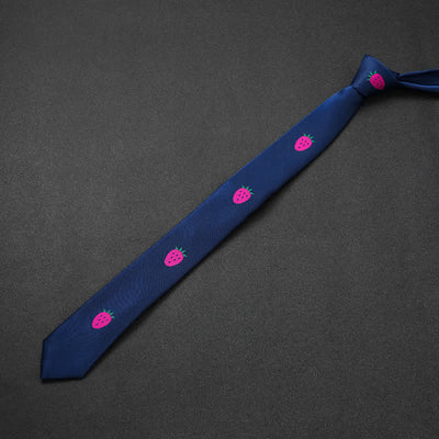 Men's Casual Small Strawberry Embroidery Necktie